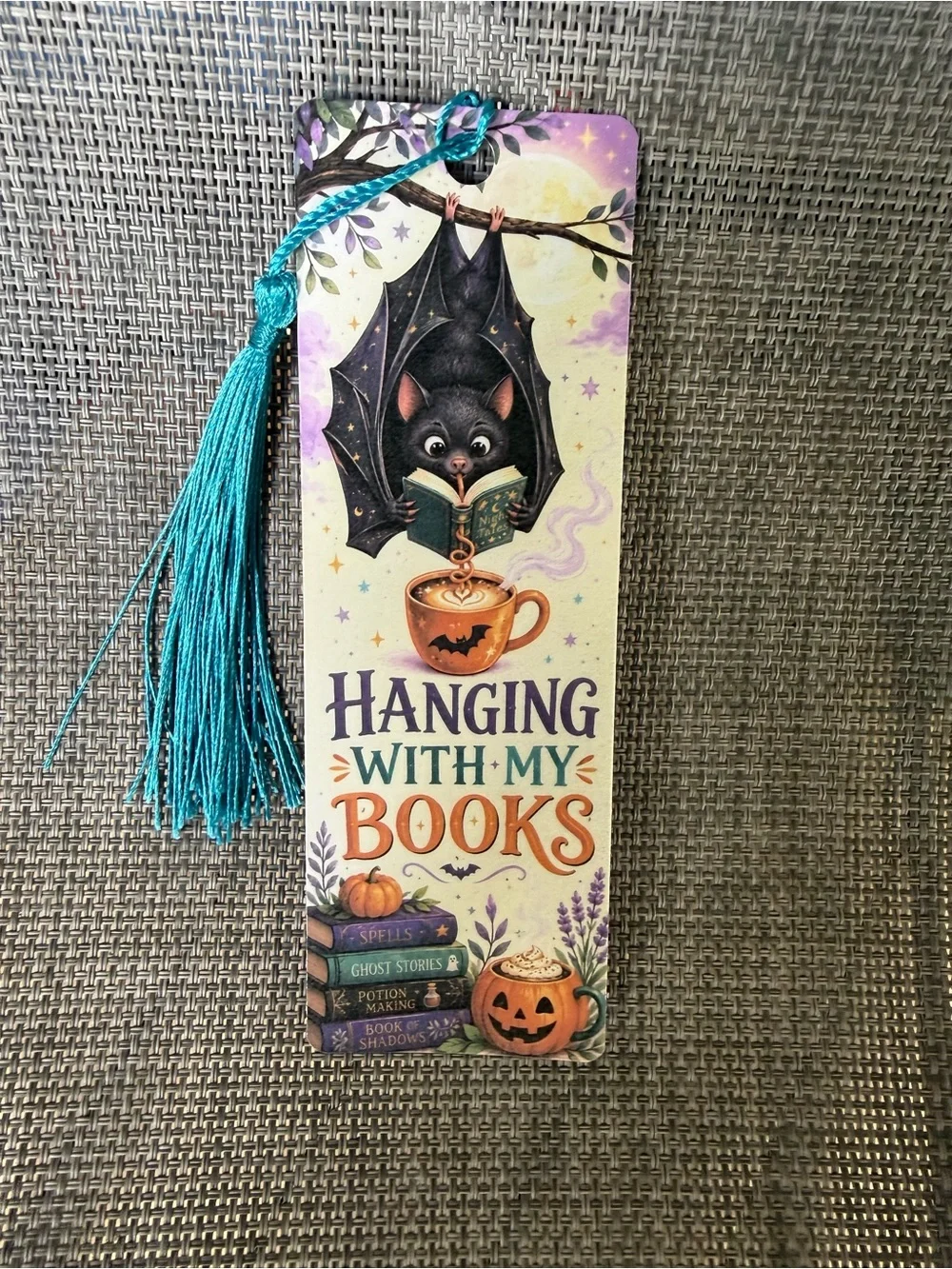 Unbranded Teal Tassel 'Hanging With My Books' Halloween Bookmark